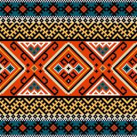 Geometric Ethnic Patterns. Native American tribal fabric, Pixel Horizontal Seamless , illustration design. vector
