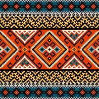 Geometric Ethnic Patterns. Native American tribal fabric, Pixel Horizontal Seamless , illustration design. vector