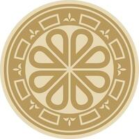 golden round ancient Byzantine ornament. Classical circle of the Eastern Roman Empire, Greece. Pattern motifs of Constantinople. vector