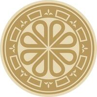 golden round ancient Byzantine ornament. Classical circle of the Eastern Roman Empire, Greece. Pattern motifs of Constantinople. vector