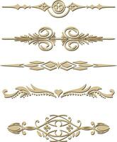 set of gold monograms, heraldic ornaments. Designer text dividers. Patterns from lines. Letter border vector