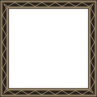 golden and black square Yakut ornament. An endless rectangular border, a frame of the northern peoples of the Far East vector