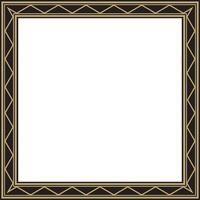 golden and black square Yakut ornament. An endless rectangular border, a frame of the northern peoples of the Far East vector