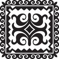 black monochrome square Kazakh national ornament. Ethnic pattern of the peoples of the Great Steppe, Mongols, Kyrgyz, Kalmyks, Buryats. vector