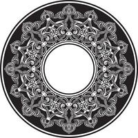 monochrome round oriental ornament. Arabic patterned circle of Iran, Iraq, Turkey, Syria. Persian frame, border. For sandblasting, laser and plotter cutting vector