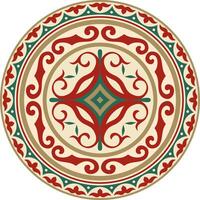 colored round Kazakh national ornament. Ethnic pattern of the peoples of the Great Steppe, Mongols, Kyrgyz, Kalmyks, .Buryats. circle, frame border vector