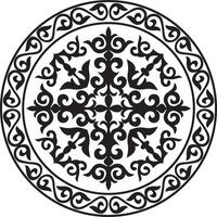 Kazakh folk pattern shanyrak. the upper hole for a dvma on the roof of a Kazakh, Mongolian or Kalmyk yurt. House of nomads. Round national pattern of the peoples of the great steppe. Circle vector