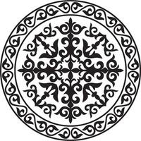 Kazakh folk pattern shanyrak. the upper hole for a dvma on the roof of a Kazakh, Mongolian or Kalmyk yurt. House of nomads. Round national pattern of the peoples of the great steppe. Circle vector