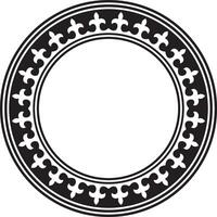 black monochrome round Kazakh national ornament. Ethnic pattern of the peoples of the Great Steppe, Mongols, Kyrgyz, Kalmyks, Buryats. circle, frame border. vector