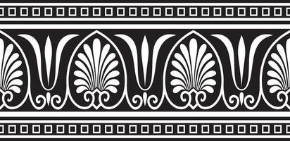 monohrome black seamless classical Greek ornament. Endless European pattern. Border, frame Ancient Greece, Roman Empire. vector