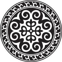 black monochrome round Kazakh national ornament. Ethnic pattern of the peoples of the Great Steppe, .Mongols, Kyrgyz, Kalmyks, Buryats. circle, frame border vector