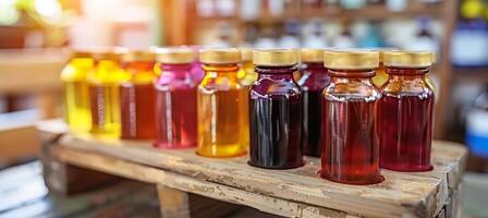 Medical test tubes containing liquid in laboratory setting science and healthcare research concept photo