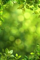 Abstract green light bokeh in blurred defocused style for captivating background imagery photo