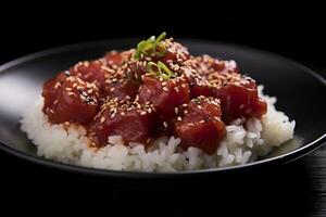 A delicious and colorful poke plate perfect for a healthy meal photo