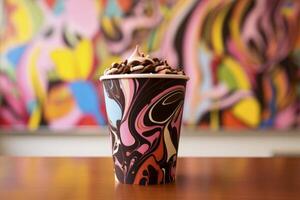 A tantalizing composition of ice cream in a cup bursting with flavors and textures photo