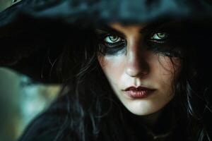 A creepy looking witch close up. photo