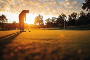 A golf player on the green. photo