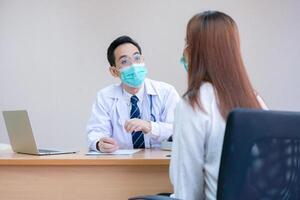 Medical consulting with a professional, Doctor, healthcare and medicine with a patient talking about test results and progress in a hospital clinic photo