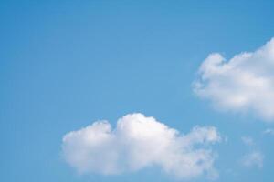 Beautiful blue sky and white cumulus clouds abstract background. Cloudscape background. Blue sky and fluffy white clouds on sunny days. Beautiful blue sky. World Ozone Day. Ozone layer. Summer sky. photo