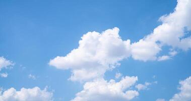 Beautiful blue sky and white cumulus clouds abstract background. Cloudscape background. Blue sky and fluffy white clouds on sunny days. Beautiful blue sky. World Ozone Day. Ozone layer. Summer sky. photo