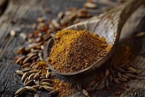 Dried sumac berries in decorative bowl vibrant red hue celebrates spice's beauty photo