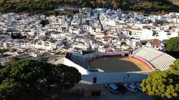 mijas pueblo wit berg dorp in Malaga, Andalusië, Spanje - antenne 4k video