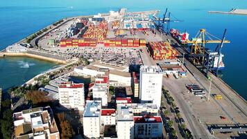 Cadiz Modern Port Constitution Of 1812 Bridge Aerial View Sunny Day Spain video