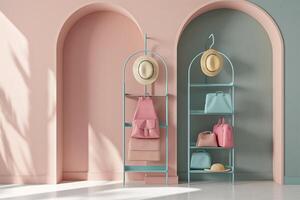 modern storage rack for hats and bags photo