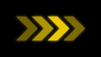 Yellow arrows animation on black background for presentations, directional concepts, business plans, finance reports, website design, and marketing materials. Chevron animation video