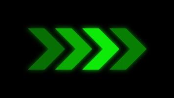 Green arrows animation on black background for presentations, directional concepts, business plans, finance reports, website design, and marketing materials. Chevron animation video