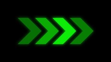 Green arrows animation on black background for presentations, directional concepts, business plans, finance reports, website design, and marketing materials. Chevron animation video