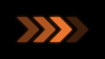 Orange Pfeile Animation auf schwarz Hintergrund zum Präsentationen, gerichtet Konzepte, Geschäft Pläne, Finanzen Berichte, Webseite Design, und Marketing Materialien. Chevron Animation video