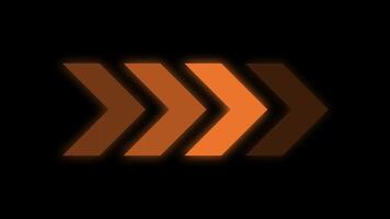 Orange arrows animation on black background for presentations, directional concepts, business plans, finance reports, website design, and marketing materials. Chevron animation video