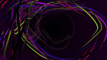 abstrakt psychedelic tunnel tillverkad av sudd band flytande i noll allvar, 4k , 60 fps video