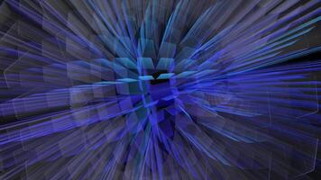 rör på sig abstrakt transparent former tillverkad av skinande hi-tech blå rader, sömlös slinga, 4k, 60 fps video