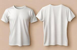 White Shirt Front and Back with Brown Background photo