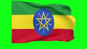 Waving flag of Ethiopia Animation 3D render Method video