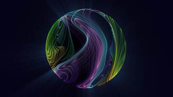 Abstract colorful sphere made of energy lines with a shiny background, loop , 4k, 60fps video