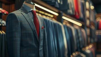 Men's suit and tie in a store. Shallow depth of field. photo