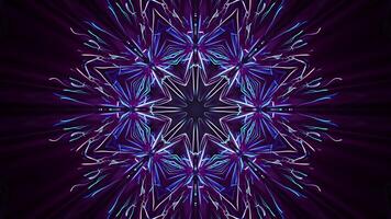 Fractal kaleidoscope made of glowing neon lines on a dark background, Vj loop , 4k , 60fps video