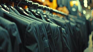 Men's suit and tie in a store. Shallow depth of field. photo