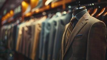 Men's suit and tie in a store. Shallow depth of field. photo