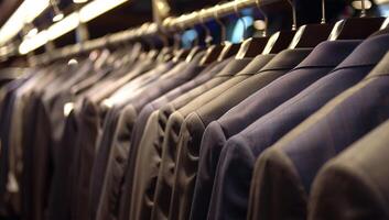 Men's suit and tie in a store. Shallow depth of field. photo