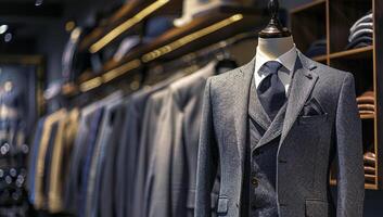 Men's suit and tie in a store. Shallow depth of field. photo