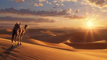 Camels in the Sahara desert, Morocco, Africa. photo