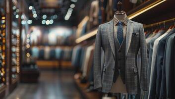 Men's suit and tie in a store. Shallow depth of field. photo