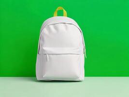Mockup of a white backpack on a bright background. Bag photo