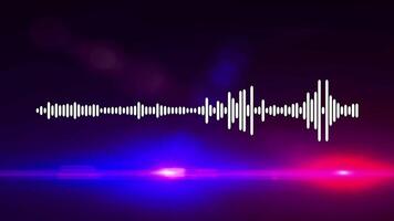 911 call voice waveform. Seamless loop animation. Police car lightbar in background video