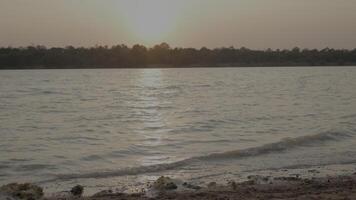 natuur Bij zonsondergang achtergrond, zomer achtergrond, zeegezicht visie achtergrond video