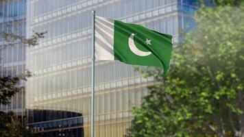 bandera de Pakistán ondulación en viento video